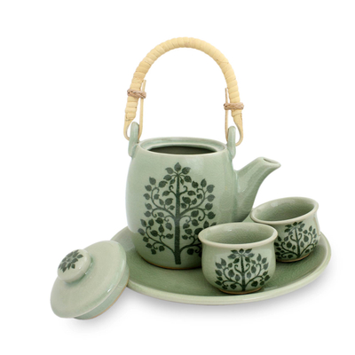 Teeservice aus Celadon-Keramik, „Inspiration“ (Set für 2) – thailändisches Teeservice aus Celadon-Keramik für zwei