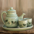 Juego de té de cerámica celadón - Juego de té de cerámica Green Thai Celadon para dos