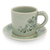 Celadon ceramic demitasse cup and saucer, 'Jade Blossoms' - Hand Painted Green Celadon Espresso Cup and Saucer (image 2a) thumbail