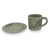 Celadon ceramic demitasse cup and saucer, 'Jade Blossoms' - Hand Painted Green Celadon Espresso Cup and Saucer (image 2b) thumbail