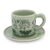 Celadon ceramic demitasse cup and saucer, 'Pink Lotus Butterflies' - Thai Celadon Espresso Cup and Saucer Set (image 2a) thumbail