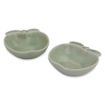 Celadon condiment dishes, 'Green Apple' (pair) - Green Celadon Condiment Dishes from Thailand (pair)