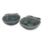Celadon condiment dishes, 'Blue Apple' (pair) - Blue Celadon Condiment Dish Pair from Thailand