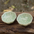 Celadon condiment dishes, 'Lotus Leaf' (pair) - Green Leaf Thai Celadon Canape Dish Pair