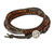 Leather and carnelian wrap bracelet, 'Peace' - Fair Trade Leather Carnelian and Silver Handcrafted Bracelet thumbail