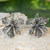 Marcasite button earrings, 'Jungle Orchid' - Fair Trade Sterling Silver Earrings with Marcasite (image 2) thumbail