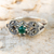 Marcasite cocktail ring, 'Verdant Bud' - Thai Marcasite and Green Agate Cocktail Ring (image 2) thumbail
