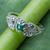 Marcasite cocktail ring, 'Verdant Bud' - Thai Marcasite and Green Agate Cocktail Ring (image 2b) thumbail
