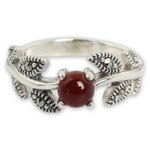 Marcasite cocktail ring, 'Wine Berry' - Thai Marcasite and Chalcedony Cocktail Ring