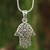 Sterling silver pendant necklace, 'Thai Hamsa' - Fair Trade Sterling Silver Hand of Fatima Necklace