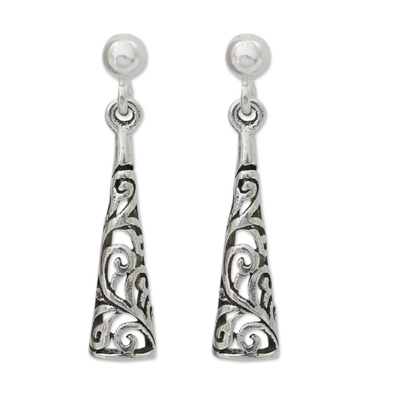 Sterling silver dangle earrings, 'Fantasy' - Sterling Silver Openwork Earrings