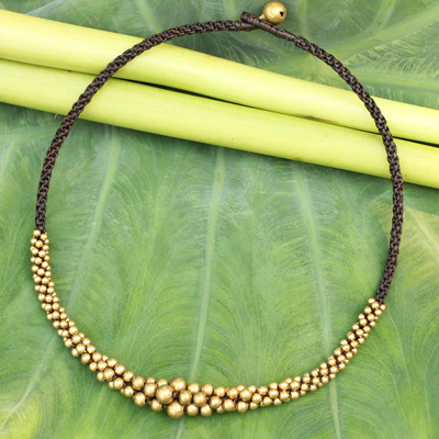 Beaded necklace, 'Ethnic Cosmos' - Hand Crafted Brass Beaded Necklace