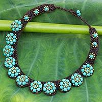 Beaded flower necklace, 'Daisy Melody'