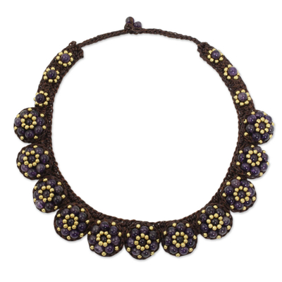Brass and Amethyst Hand Crocheted Necklace