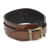Men's leather wristband bracelet, 'Lanna Warrior in Brown' - Men's Artisan Crafted Leather Wristband Bracelet (image 2c) thumbail