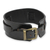Men's leather wristband bracelet, 'Lanna Warrior in Black' - Men's Artisan Crafted Leather Wristband Bracelet thumbail