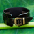 Men's leather wristband bracelet, 'Lanna Warrior in Black' - Men's Artisan Crafted Leather Wristband Bracelet (image 2b) thumbail