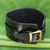Men's leather wristband bracelet, 'Wider Lanna Warrior in Black' - Men's Artisan Crafted Leather Wristband Bracelet thumbail