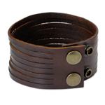 Men's leather wristband bracelet, 'Siam Destiny' - Handcrafted Men's Leather Wristband Bracelet