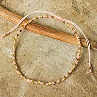 Featured review for Gold accent beaded bracelet, Peach Boho Chic