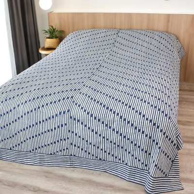 Cotton Batik Hill Tribe Blue And White Bedspread Twin Vines Cotton Batik Hill Tribe Blue And White