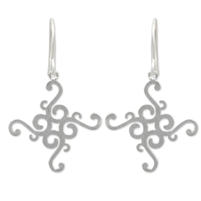 Sterling silver dangle earrings, 'Thai Delicacy' - Fair Trade Earrings Thai Sterling Silver