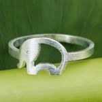 Sterling silver band ring, 'Lovely Elephant' - Thai Artisan Crafted Sterling Silver Band Ring