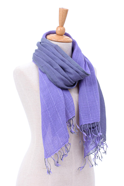 Cotton scarf, 'Purple Duo' - Thai Purple Cotton Scarf