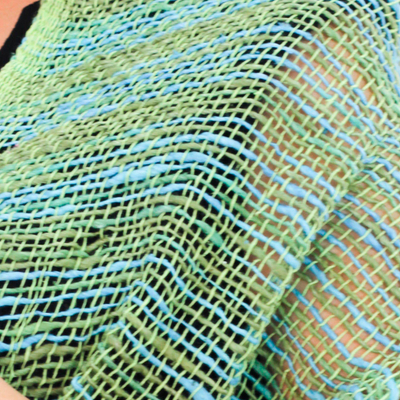 Cotton scarf, 'Breezy Blue and Green' - Thai Blue and Green Cotton Scarf