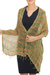 Cotton scarf, 'Breezy Green and Ginger' - Thai Green and Orange Cotton Shawl (image 2a) thumbail