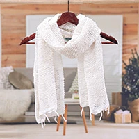 Cotton scarf, 'Breezy White'