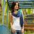 Silk scarf, 'Cool Transition' - Blue Green Purple Silk Scarf thumbail