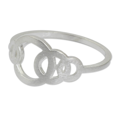 Sterling silver band ring, 'Circle Dance' - Artisan Crafted Silver Geometric Ring