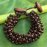 Wood beaded bracelet, 'Sukhothai Belle' - Brown Torsade Bracelet Wood Beaded Jewelry
