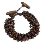 Wood beaded bracelet, 'Sukhothai Belle' - Brown Torsade Bracelet Wood Beaded Jewelry