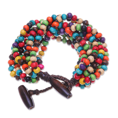 Holzperlenarmband, „Trang Belle“ – Mehrfarbiges, handgefertigtes Holzperlenarmband