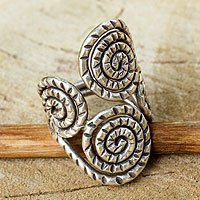 Sterling silver wrap ring, 'Spiral of Love' - Bohemian Style Sterling Silver Ring