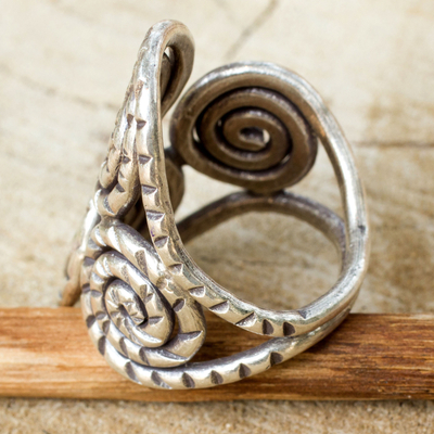 Sterling silver wrap ring, 'Spiral of Love' - Fair Trade Sterling Silver Wrap Ring
