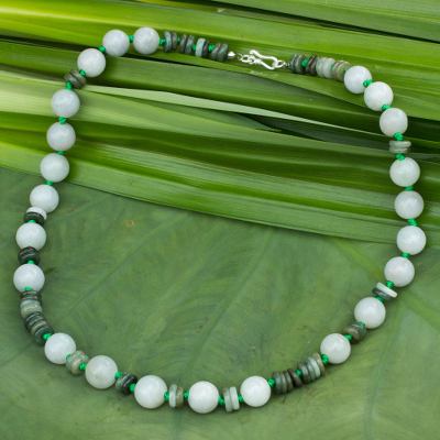 Jade beaded necklace, 'Fresh Beauty' - Handmade Green Jade Necklace