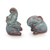 Celadon ceramic statuettes, 'Antiqued Happy Elephants' (pair) - Thai Celadon Ceramic Sculptures (pair) (image 2b) thumbail
