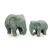 Celadon ceramic statuettes, 'Lovely Family in Light Green' (pair) - Elephant Celadon Ceramic Sculptures (pair)