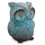 Ceramic statuette, 'Turquoise Blue Wise Owl' - Handcrafted Ceramic Owl Statuette