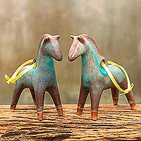 Featured review for Celadon ceramic ornaments, Horses of Winter (pair)