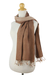 Cotton reversible scarf, 'Brown Beige Duet' - Hand-woven 2-in-1 Cotton Reversible Scarf (image 2b) thumbail