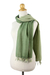 Cotton reversible scarf, 'Jade Green Duet' - 2-in-1 Hand-woven Cotton Reversible Scarf