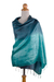 Silk shawl, 'Shimmering Green' - Artisan Crafted Silk Shawl (image 2c) thumbail