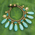 Brass charm bracelet, 'Siam Legacy II' - Brass Beaded Turquoise coloured Elephant Bracelet thumbail