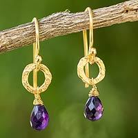 Gold Amethyst Earrings