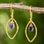 Gold plated amethyst dangle earrings, 'Swinging Ellipses' - Gold Plated Handcrafted Earrings with Amethyst (image 2) thumbail