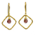 Gold plated garnet dangle earrings, 'Swinging Rhombus' - Artisan Crafted Gold Plated Garnet Earrings from Thailand thumbail